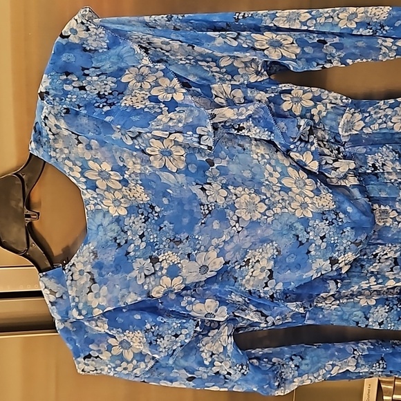 💕THE KOOPLES💕 Long Dress ~ Blue Floral Print Size 3 = EU 40 Large - Picture 14 of 16